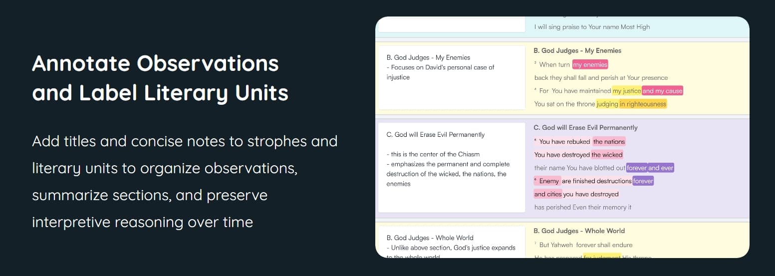 Annotate observations and label literary units
